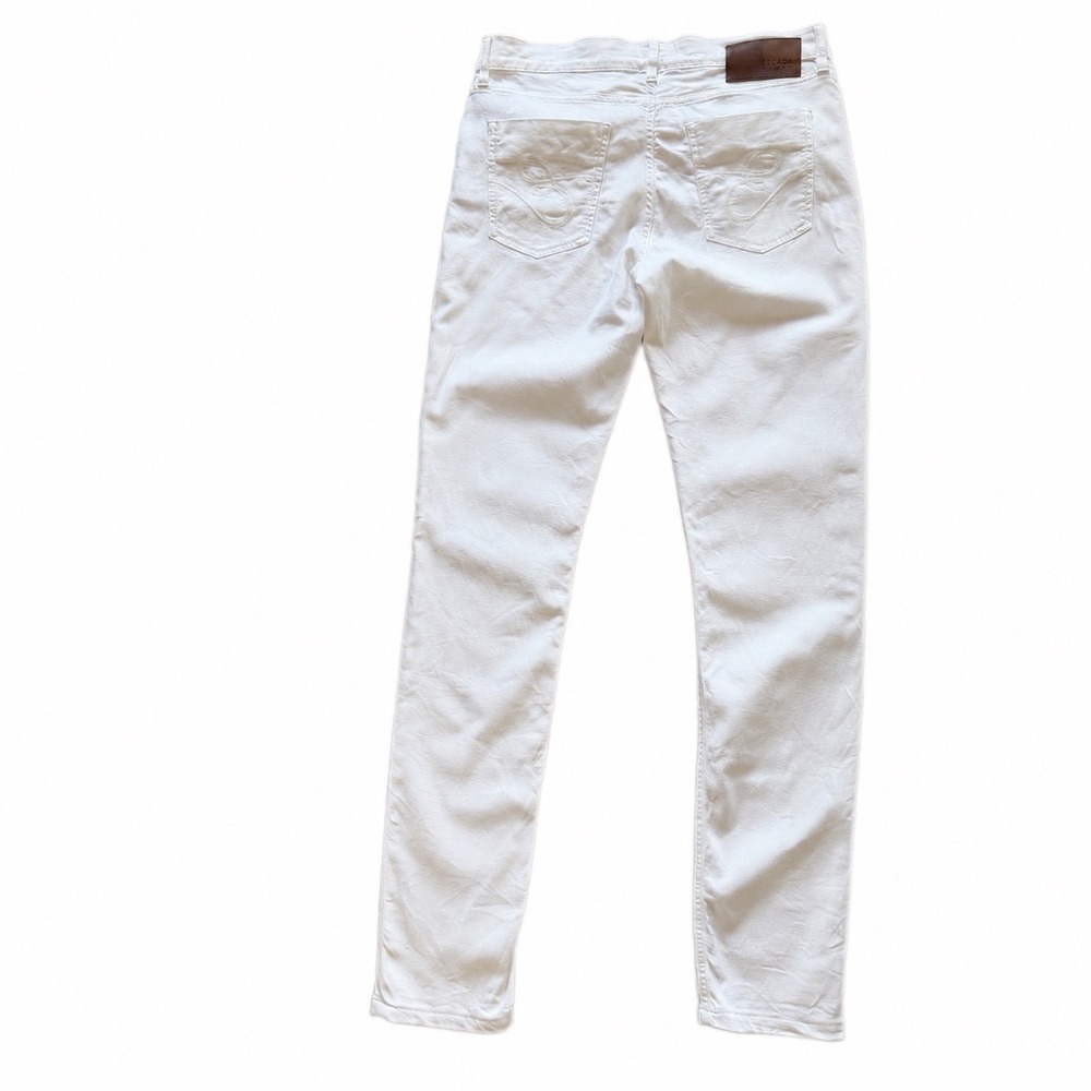 Escadaโ Sport Womens White Denim Slim Straight Jeans Embroidered Pocket Size 27